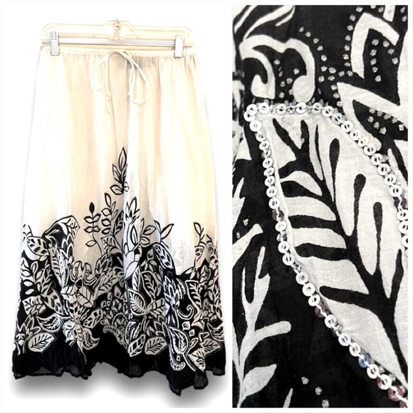 AVENUE black white silver sequin Maxi skirt SZ 18/20 NWT - Picture 1 of 15